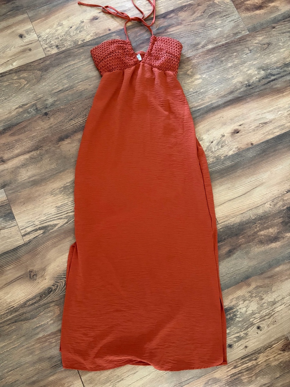 No Boundaries Rust Halter Maxi Dress